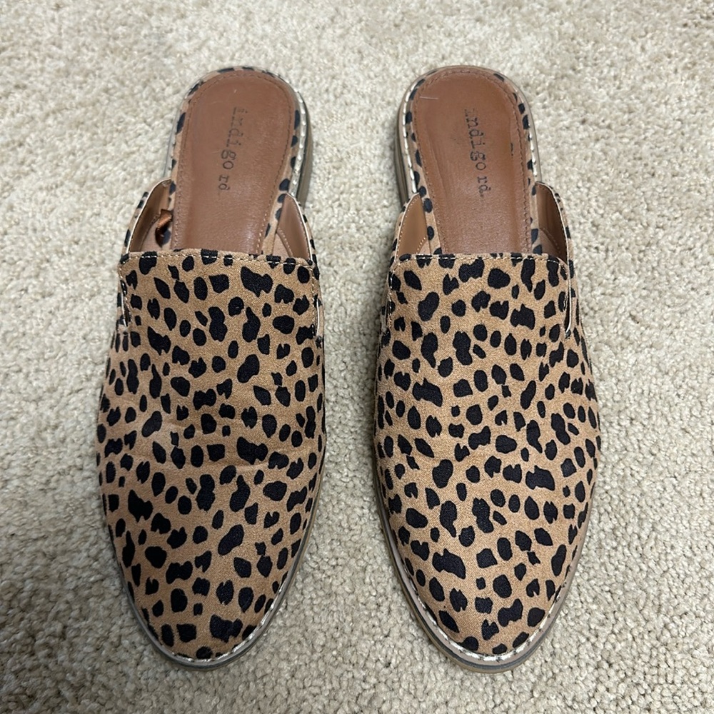 Cheetah print mules